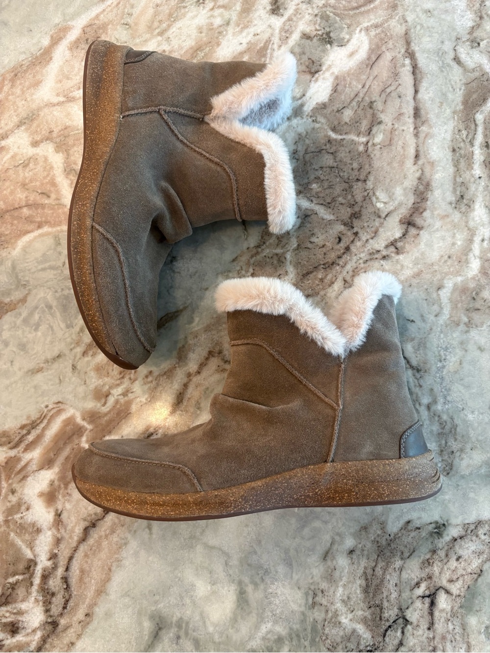 Taos Womens Future Mid Boot Faux Fur Shoe Water Resistant Winter Taupe Size 10